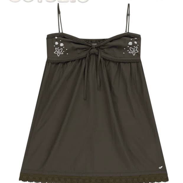 코이세이오 솔라 스티치 미니드레스 브라운