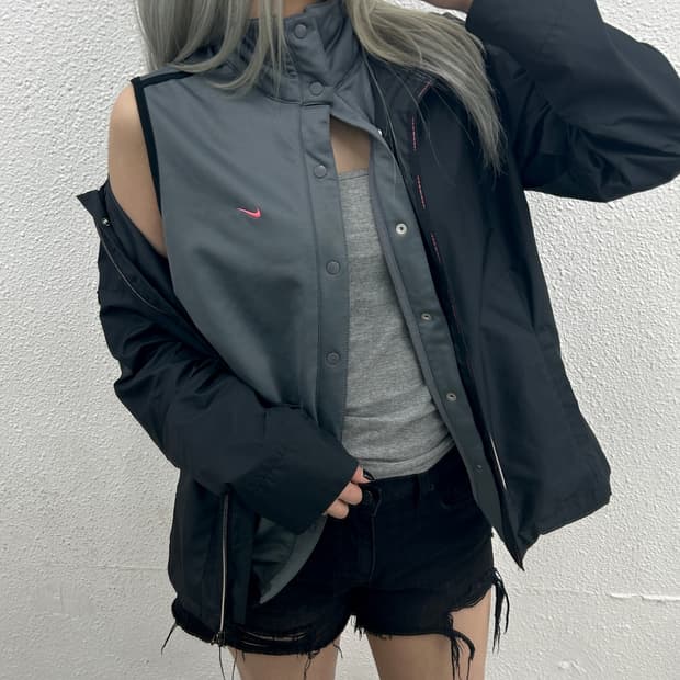 나이키 그레이 베스트 세트 차콜 자켓 L