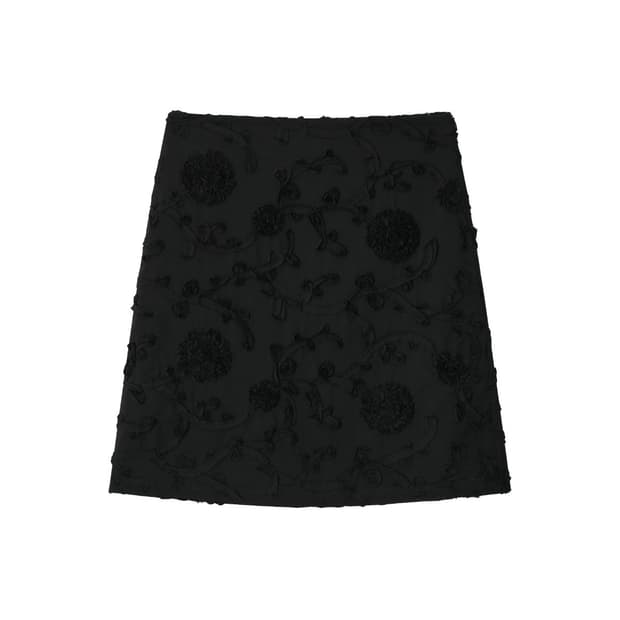 AMORSHAEE FLORAL MIDI SKIRT BK