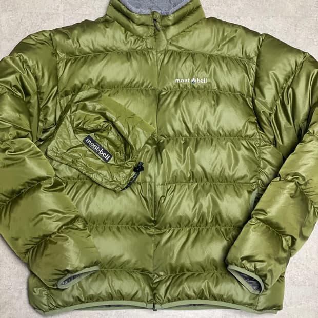 빈티지 몽벨 라이트 알파인 구스 다운 패딩 자켓 올리브 그린
