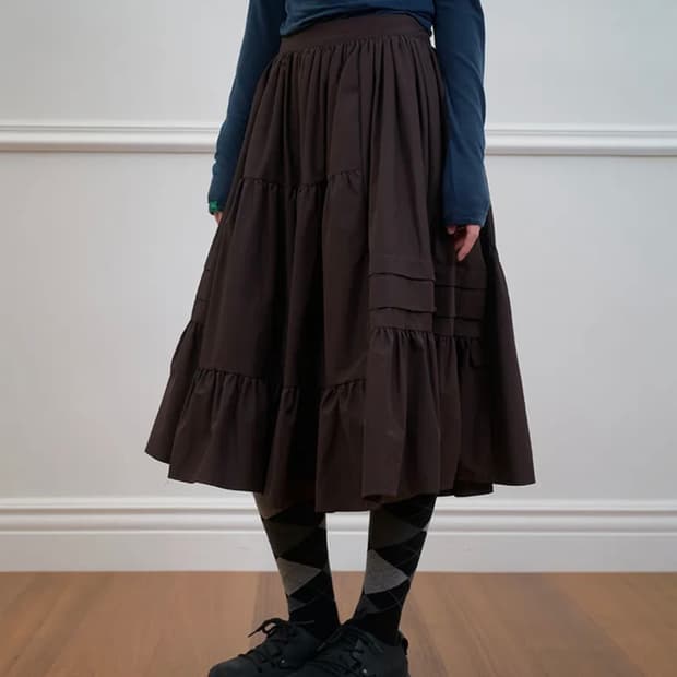 노컨텐츠 언발란스 스커트 브라운 M사이즈