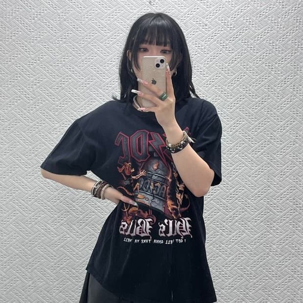 에이씨디씨 스트릿 펑크 메탈릭 스컬 반팔티 3XL C11480