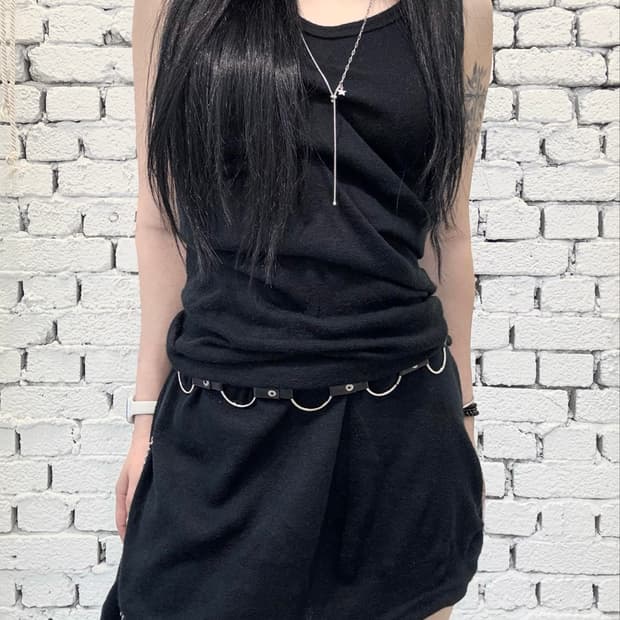 Draped Asymmetric Knit Mini Dress