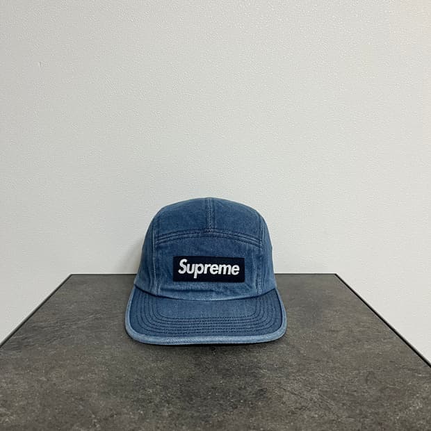 슈프림 워시드 데님 박스로고 캠프캡 모자