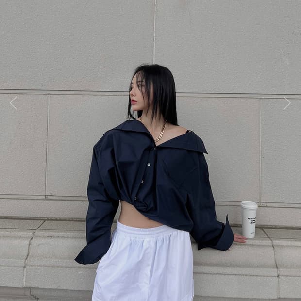 새상품) 랑거 뮈 언발 셔츠 네이비