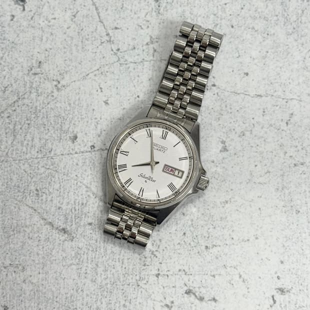 70s 빈티지 세이코 실버웨이브 로마인덱스 쿼츠