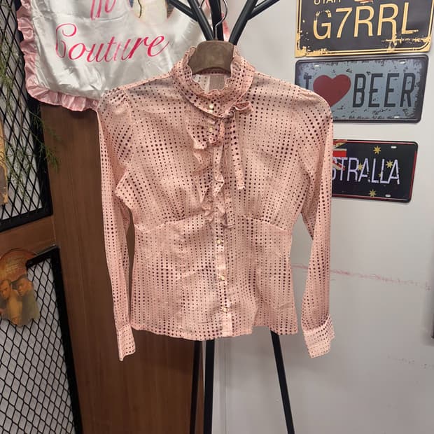 Pink Dot Frill Shirt