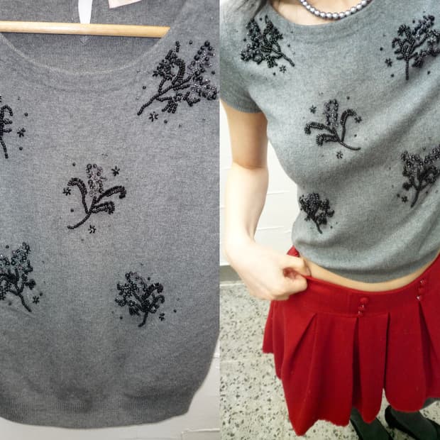 beads detail knit top