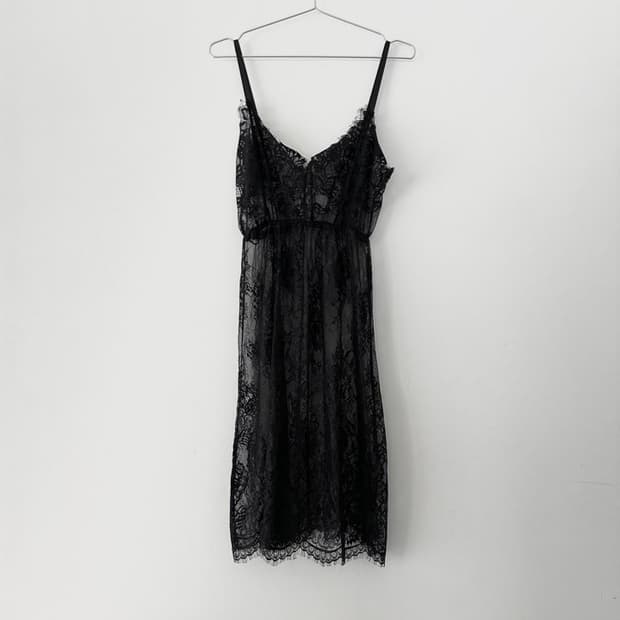 Lace camisole sleeveless ops / black
