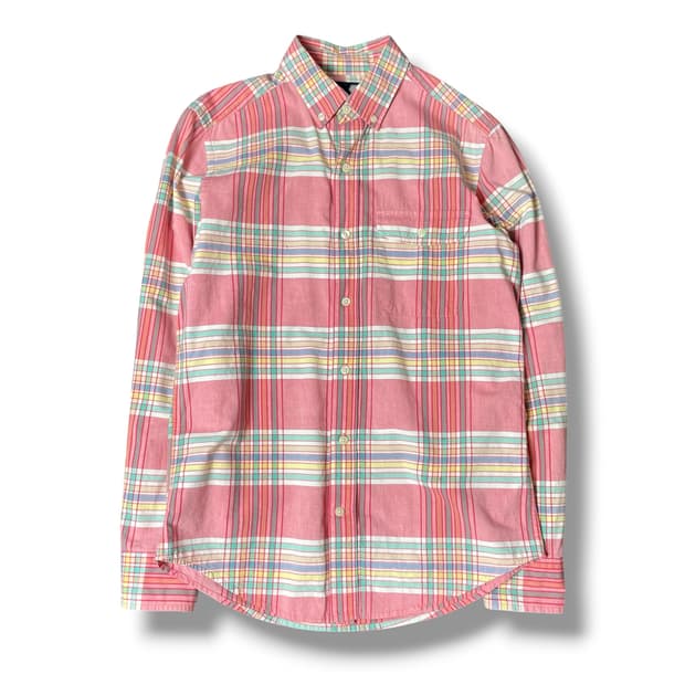 GAP 원포켓 코랄 핑크 체크 셔츠 S