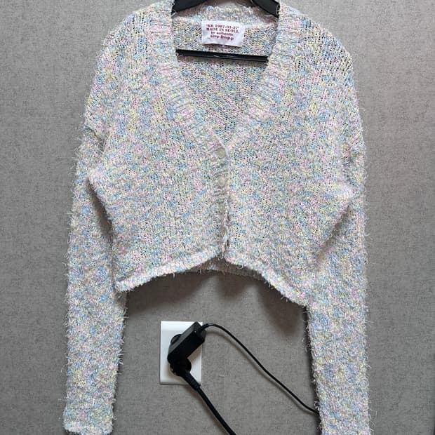 파스텔 믹스 크롭 가디건