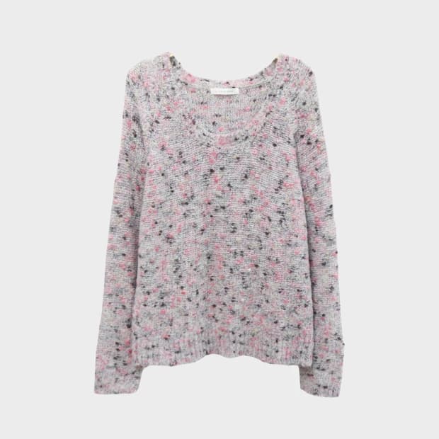 로리즈 팜 딸기우유 딥 유넥 울 혼방 부클 니트 60870