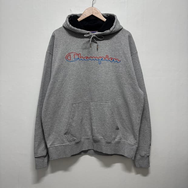 챔피온 그레이 빅로고 후드티