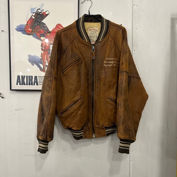 S)아비렉스 레더 아이콘 봄버 자켓