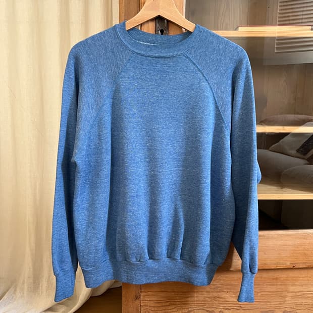 80s 헤더 블루 래글런 스웻셔츠 Made in USA