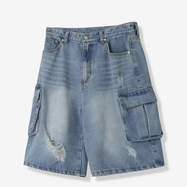 AVANDRESS Wide Cargo Half Denim Pants