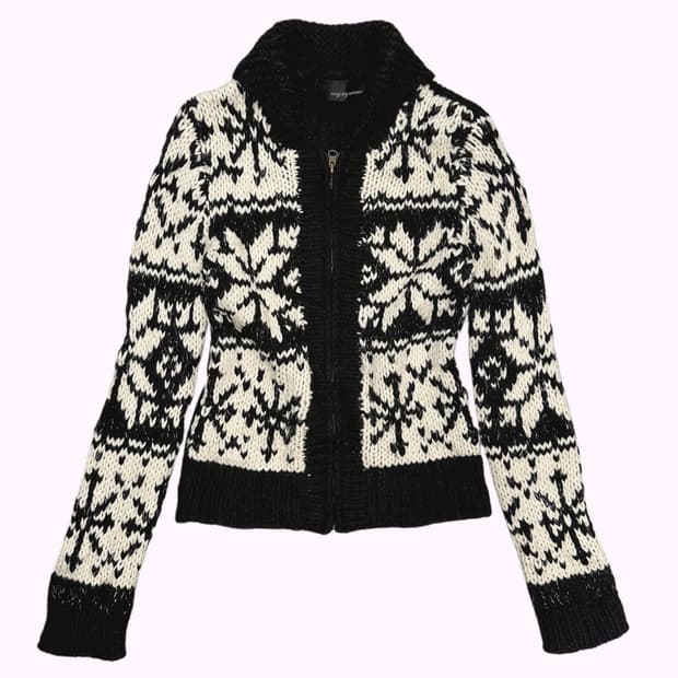 MYSTY WOMEN snow pattern knit zip-up
