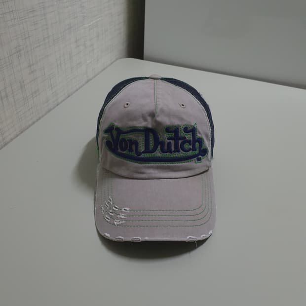 본더치 Von Dutch 빅로고 메쉬 트러커 디스트로이드 볼캡 그레이