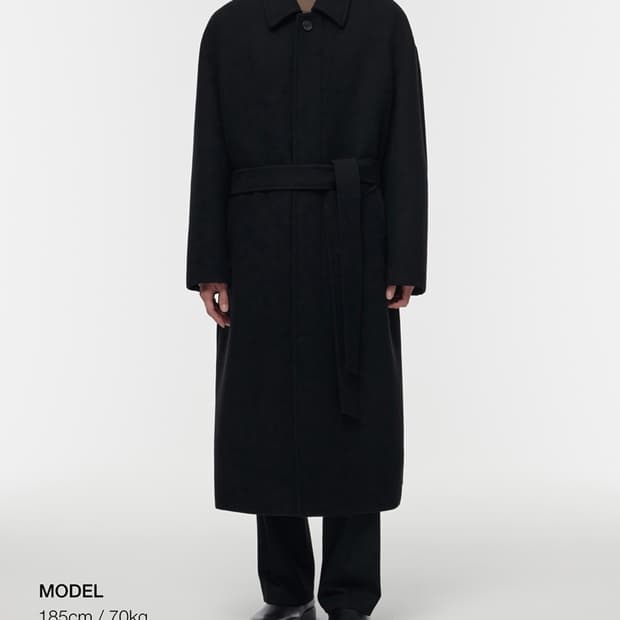 무신사스탠다드 울 블렌드 맥시 발마칸 로브 코트 [블랙] 