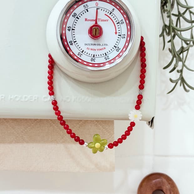 [Baby] Red Flower accent necklace