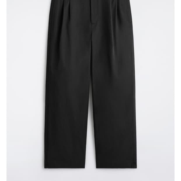COS 코스 플리티드 와이드 레그 트라우저 팬츠 블랙 48(31-32)