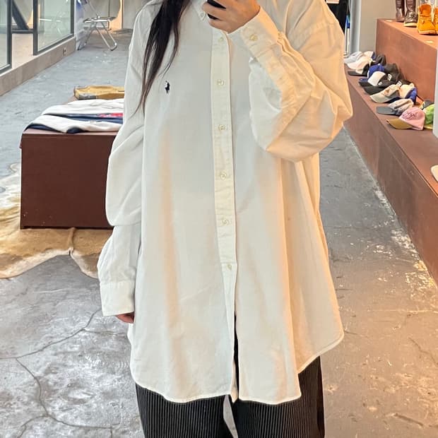 폴로 랄프로렌 네이비 포니 화이트 셔츠 H449