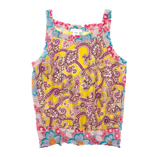  Paisley Floral Mesh Sleeveless Top/ 2