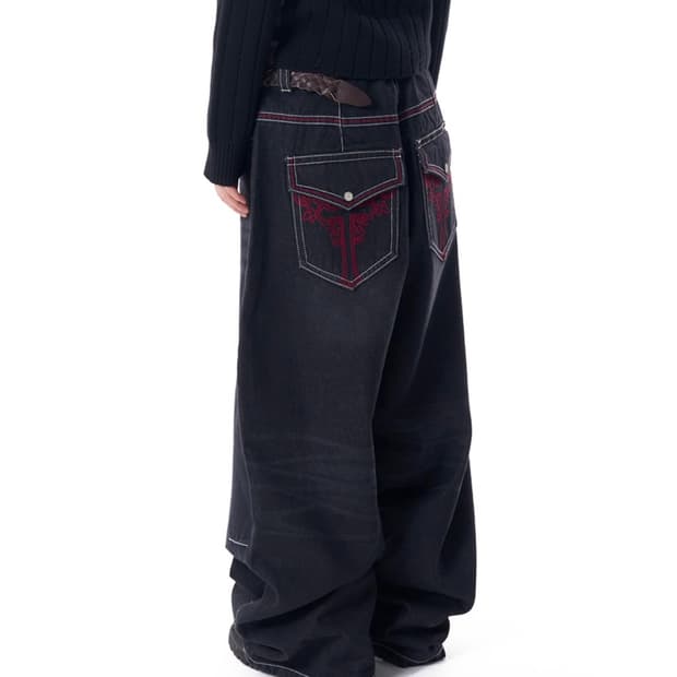 아캄 cros2 washed denim pants