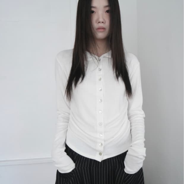 미착용) 에프터먼데이 button shirring cardigan