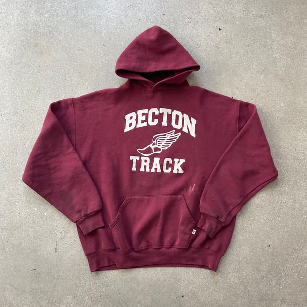 빈티지  러셀애슬레틱 후드 버건디(화이트)made in mexico