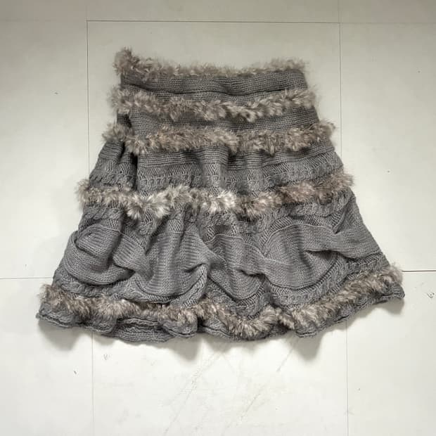 • Grey Rabbit Fur Skirt