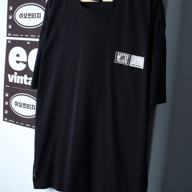 (XL-2XL) 그루브라임 반팔 티셔츠 빅사이즈 블랙 스트릿-H32404