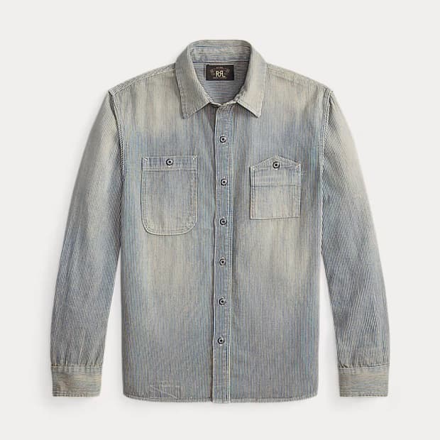 rrl 더블알엘 인디고 스트라이프 트윌 워크셔츠 히코리 셔츠