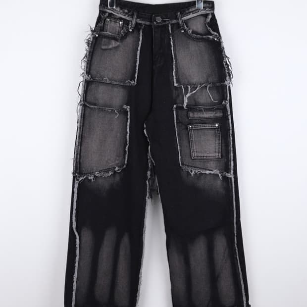 펑크 그런지 데님 와이드팬츠
