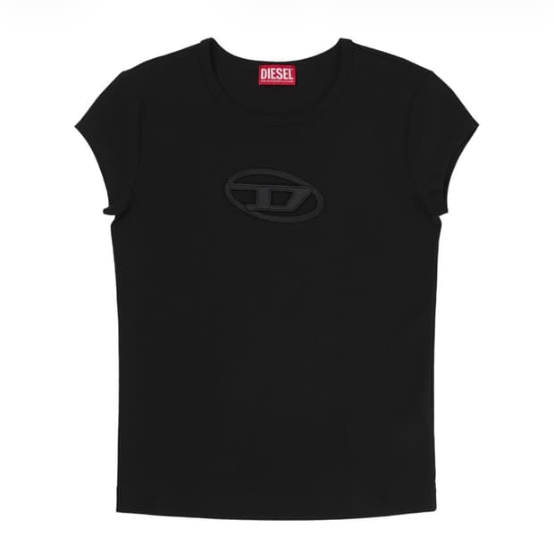 디젤 T-안지 피카부 로고 티셔츠 블랙