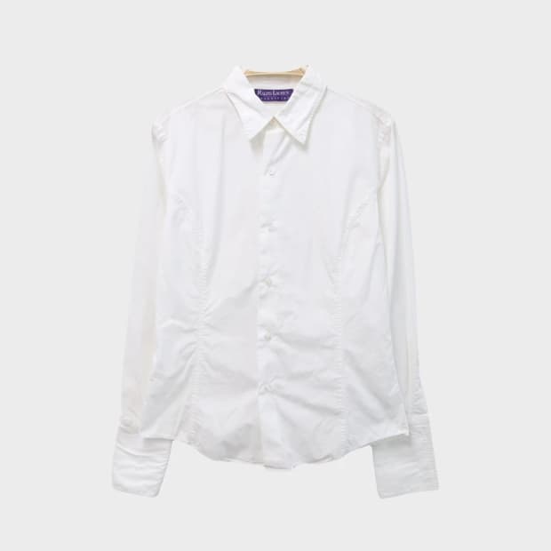 폴로 랄프로렌 퍼플 라벨 화이트 코튼 셔츠 64808