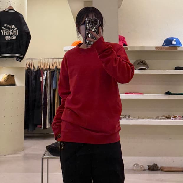 라프시몬스 레드 크루넥 스웻셔츠 U1435