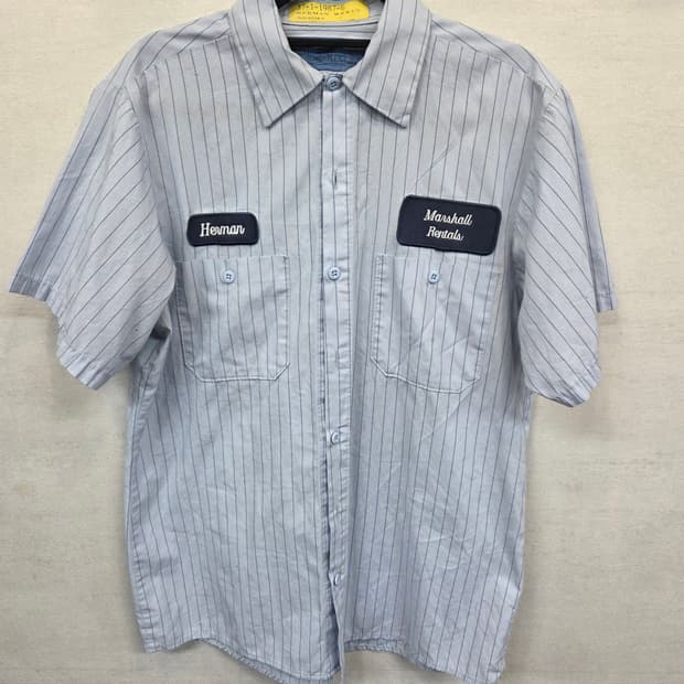 빈티지 usa 90s 신타스 스트라이프 프린팅 패치로고 셔츠반팔 L