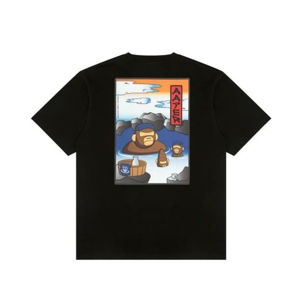 AAPE 에이프 온천 반팔 티셔츠 블랙
