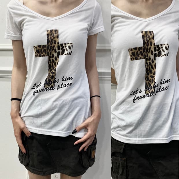 [RecHerie]00’s Leopard Cross Print Tee