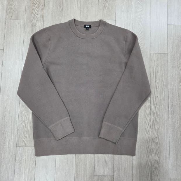 유니클로 워셔블 밀라노립 니트 베이지 브라운 XL