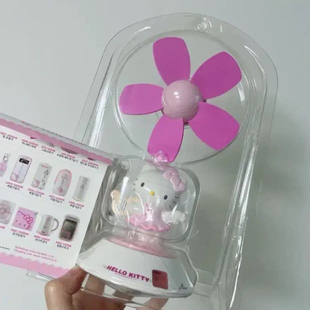 새상품 정품 고전 엔젤 키티 usb선풍기 탁상 천사 키티 피규어 