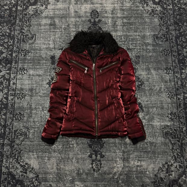 Travas 00s vkei satin fur down jacket