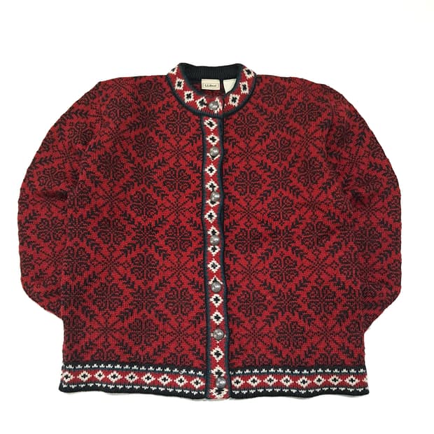 CL314 S/M 엘엘빈 90s 울 노르딕 페어아일 가디건 니트