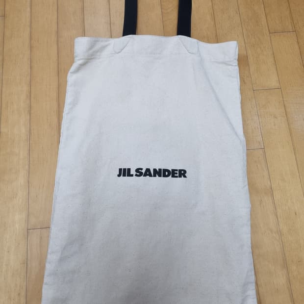 질샌더 로고 캔버스 토트백 베이지