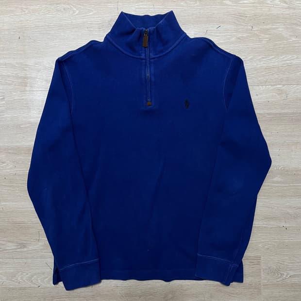 폴로 랄프로렌 스몰포니 하이넥 반집업 니트 [블루] S/90