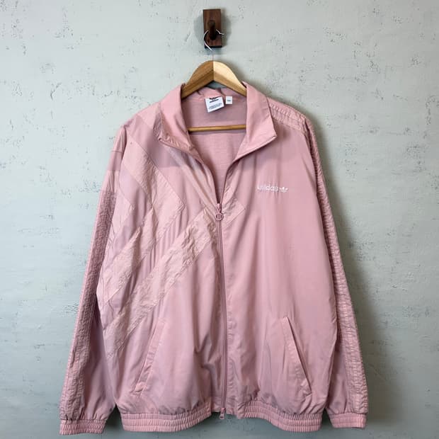 아디다스 빅로고 핑크 바람막이