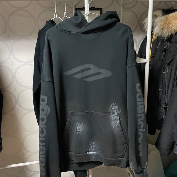 발렌시아가 페인트 3B 로고 후드티