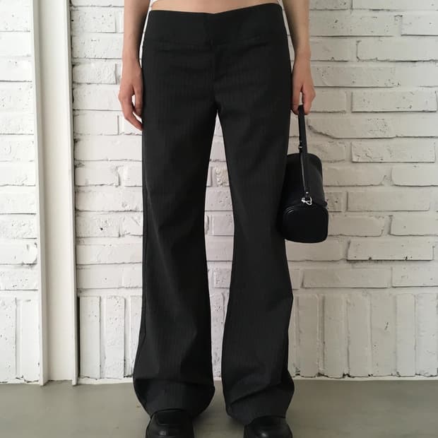 wool low rise striped pants