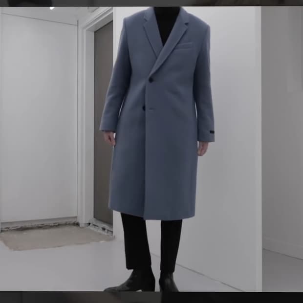 애프터프레이 더블 브레스티드코트 블루 L